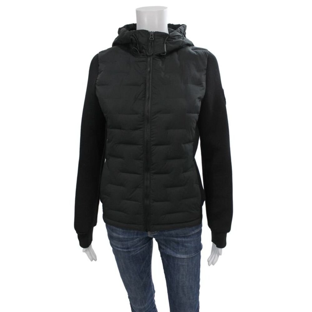 Super Dry Womens Quilted Puffer Jacket Black High Neck Zip Size 8